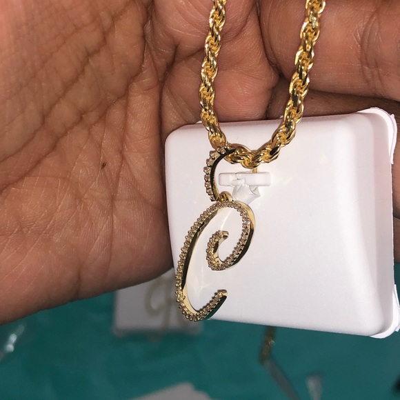 10k Real Gold & Diamond C initial large pendant charm FREE APPRAISAL Huge sale - Picture 3 of 12